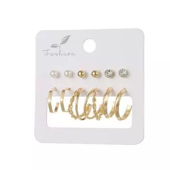 6 пар/комплектов очаровательных ювелирных украшений с кристаллами и круглыми серьгами для женщин 1