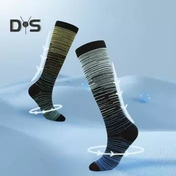6 пар компрессионных чулок унисекс. Высокая эластичность. Противоскользящие полосатые поддержки. Отличная циркуляция. Медицинские компрессионные чулки для бега. Уход. Спортивные и велосипедные компрессионные чулки. L A