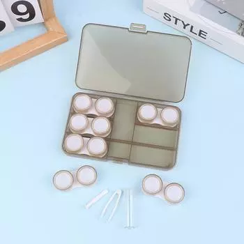 6 пар контактных линз, футляр для хранения контактных линз, портативный дорожный футляр для контактных линз, контейнер для замачивания, футляр для линз синий