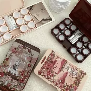 6 пар контактных линз футляр для хранения контактных линз портативный дорожный футляр для контактных линз контейнер для замачивания линз футляр для красоты зрачок розовый