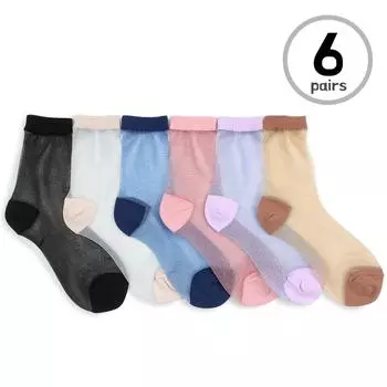 (6 пар) крутые прозрачные сетчатые носки женские нарядные сетчатые сексуальные KF16 23cm - 26cm