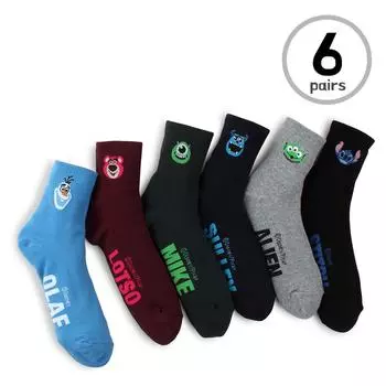 (6 пар) Лицензированные Disney женские детские носки для экипажа Olaf Lotso Mike Sulley Alien Stitch PP16 23cm - 26cm