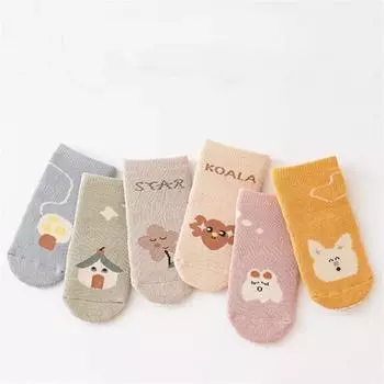 6 пар/лот Осенне-зимние теплые носки для малышей мальчиков и девочек, напольные носки, утолщенные детские нескользящие термоноски, аксессуары для детской одежды 1-3Years(M)