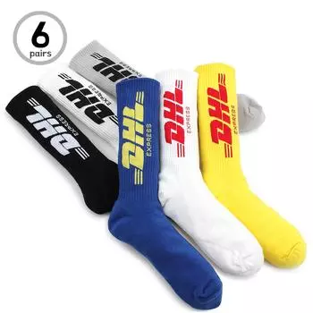 (6 пар) Модные носки унисекс с логотипом DHL для экипажа ZH16
