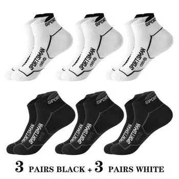 6 пар мужских носков до щиколотки, сетчатые хлопковые спортивные носки для бега, дышащие, с амортизацией, тонкие носки с низкой посадкой