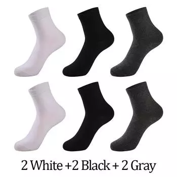 6 пар мужских носков из 100% хлопка, черные, белые, серые, деловые, мужские носки-трубы, мягкие, дышащие, весна-лето, мужские носки, большие размеры EU42-48(US8.5-13.5)