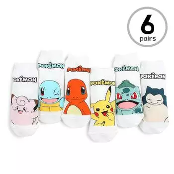 (6 пар) Носки с низким вырезом, лицензированные Pikachu Pokemon OQ16 23cm - 26cm