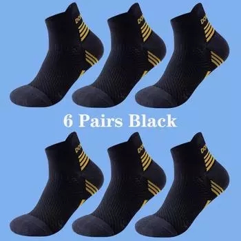 6 пар носков для бега марафона для мужчин и женщин, профессиональные спортивные носки до щиколотки для марафона, фитнеса, утолщенные амортизированные короткие носки