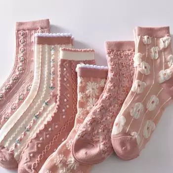 6 пар носков Flower Bubble Cable Crew, легкие и удобные носки средней длины, женские чулки и чулочно-носочные изделия One-size