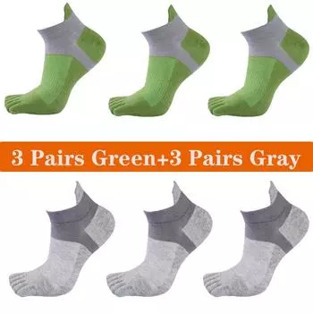 6 пар носков с пальцами для мужчин, хлопковые полосатые носки до щиколотки, спортивные дышащие сетчатые формирующие носки против трения, короткие носки-невидимки с пятью пальцами