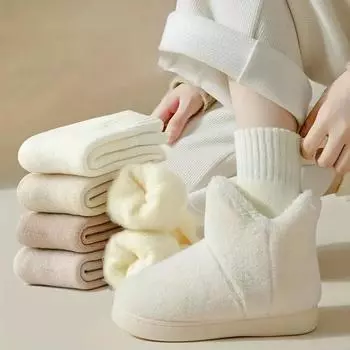 6 пар носков с плюшевой подкладкой, удобные и теплые носки средней длины, женские чулки и чулочно-носочные изделия