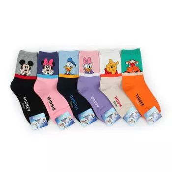 (6 пар)Официально лицензированные носки Disney для персонажей Микки Маус пух VA16 M