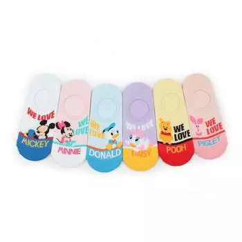 (6 пар) Официально лицензированные носки Disney для персонажей Микки Маус пух VQ16 M