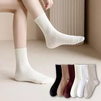 6 пар повседневных хлопковых носков унисекс, однотонные модные универсальные носки, дышащие удобные носки для экипажа, повседневные спортивные носки для мужчин и женщин EUR35-42 разноцветный