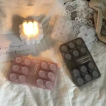 6 пар простых больших ящиков для хранения контактных линз, дорожный футляр для контактных линз для макияжа, красота, коробка для учеников, контейнер для пинцетов, палочек серый