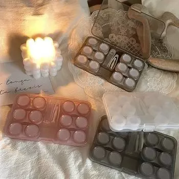 6 пар простых больших ящиков для хранения контактных линз, дорожный футляр для контактных линз для макияжа, красота, коробка для учеников, контейнер для пинцетов, палочек серый