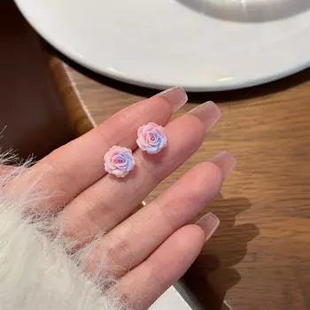 6 пар простых милых красочных сережек-цветков для женщин и девочек, креативные милые серьги-гвоздики с цветами, модные ювелирные изделия для вечеринок, подарки
