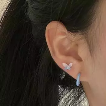 6 пар простых очаровательных женских сережек в форме цветка с милыми бабочками из искусственного жемчуга синий