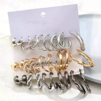 6 пар серег-кольцев из искусственного жемчуга C-образной формы, винтажные серьги-капли для вечеринки A