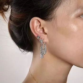 6 пар сережек-гвоздиков унисекс на Хэллоуин, серьги-гвоздики в форме черепа, пчелы, летучей мыши, висячие серьги, модные ювелирные изделия, подарок серебряный