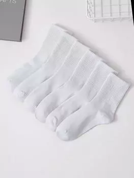 6 пар средних носков для мужчин и женщин, однотонные, белого и черного цвета, модные, впитывающие пот, дышащие и повседневные Single code