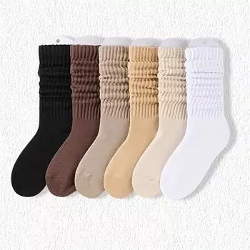 6 пар толстых и теплых однотонных носков на осень и зиму, простые удобные носки для экипажа
