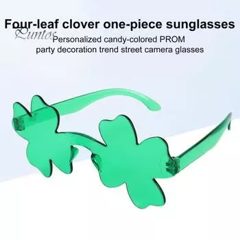6 пар ул.. Солнцезащитные очки Shamrock ко Дню Святого Патрика, легкие очки без оправы с изображением четырехлистного клевера, ирландские праздничные вечеринки, реквизит для фотосъемки зелёный