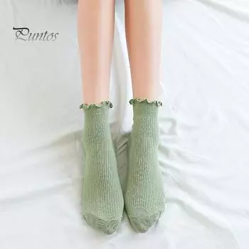 6 пар женских носков с оборками по краю, однотонные, нескользящие, высокоэластичные, длиной до щиколотки, с низким вырезом, повседневные спортивные носки, отличный подарок для мамы, жены, дочери One Size A