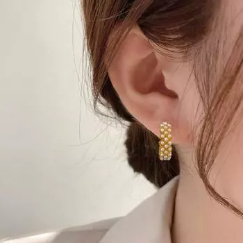 6 пар женских серег-кольца с геометрическим квадратом в стиле ретро, элегантный витой искусственный жемчуг для девочек F