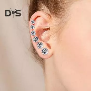 6 пар женских сережек-гвоздиков разных размеров 3-8 мм кубический цирконий с несколькими поверхностями резки серьги-гвоздики из нержавеющей стали для повседневного свидания выпускного вечера украшения для ушей A