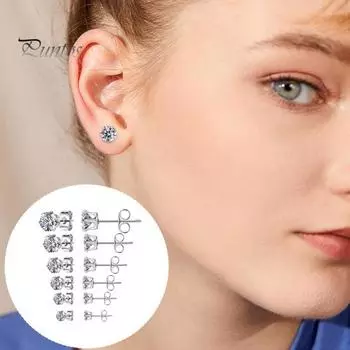 6 пар женских сережек-гвоздиков разных размеров 3-8 мм кубический цирконий с несколькими поверхностями резки серьги-гвоздики из нержавеющей стали для повседневного свидания выпускного вечера украшения для ушей A