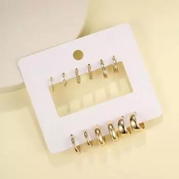 6 пар женских сережек-хаги, однотонные, гладкие, С-образные, полированные, с гальваническим покрытием серебряный