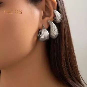 6 пар женских сережек Huggie с геометрическим рисунком C-образной гладкой полированной формы бобов, сплошной цвет, легкие противоскользящие украшения для ушей, женские выпускные коктейли, вечеринки золотистый