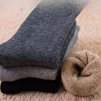 6 пар зимних мужских теплых шерстяных носков, толстые высококачественные повседневные кашемировые носки Harajuku Retro Snow 6 pairs чёрный