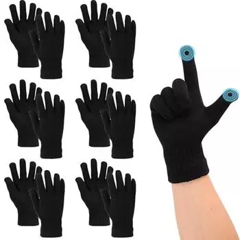 6 пар зимних перчаток, вязаные перчатки Magic Touch Screen, термоварежки, черные перчатки для использования телефона, для активного отдыха 6 Pairs