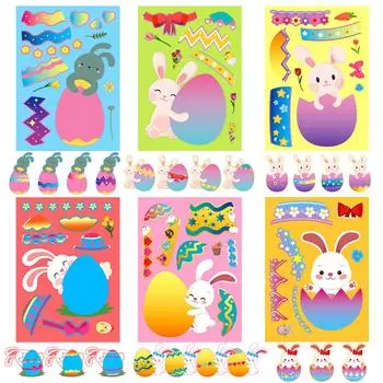 6 Пасхальная серия Воскресение Кролик Яйца Не повторяющиеся наклейки
