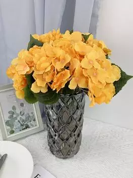 6 Pcs 45cm Silk Fake Flowers Single-headed Hydrangea Artificial Hydrangea Flowers for Living Room Wedding Home Party Office Coffee Shop Decor светло-розовый