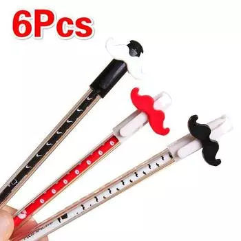 6 pcs Beard Black Gel Pen Transparent Plastic Gel Pens for Writing Pepalaria Office School Supplies