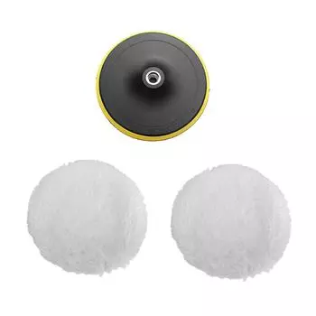 6 PCS Car Beauty Polishing 3/7 Inch Waxing Sponge Wool Polishing Disc With Back Plate Drill Adapter Flat Wave Polishing Disc