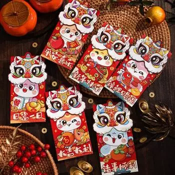 6 Pcs Cartoon Snake Red Envelopes Year of The Snake Lucky Money Red Packets Festive Money Envelopes Cash Holders for Weddings Birthdays B