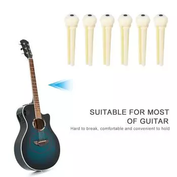 6 шт. гитарный подставка для струн с гвоздями конусный гвоздь музыкальный инструмент часть аксессуар(белый)