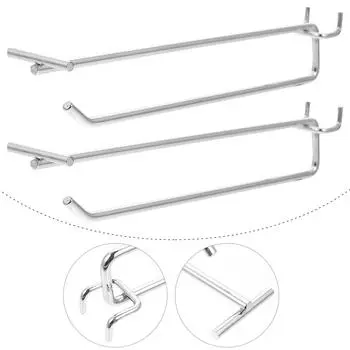 6 Pcs Lids Peg Board Hook Coat Hanger Stand Pegboard Silver Iron Wall Bracket Display Hooks 25.5X5CM серебряный