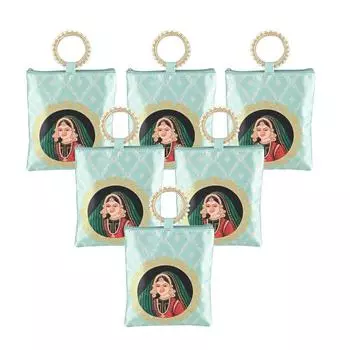 6 Pcs Silk Small Hand Bags for Women Stylish with Zip & Handle | Traditional Handheld Bags for Women | Ethnic Ladies Purse Handbag for Return Gifts