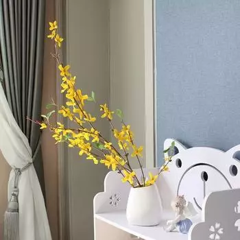 6 Pcs Spring Faux Yellow Flowers Fake Forsythia Stems Artificial Orchids Flowers Silk Forsythia Branches for Home Wedding Indoor Outdoor Decor жёлтый