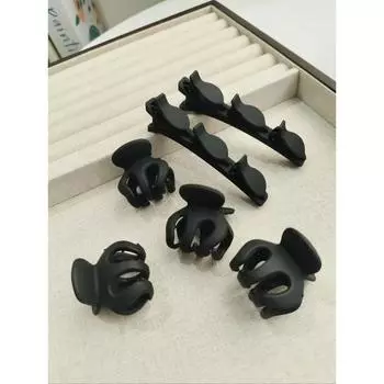 6 Pcs Women s Matte Black Hair Accessory Set Suitable For Daily High Ponytail Princess Hair Use