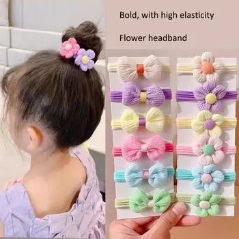 6-piece cute children s flower headband, high elasticity and thick headband without damaging hair, a flower element that girls