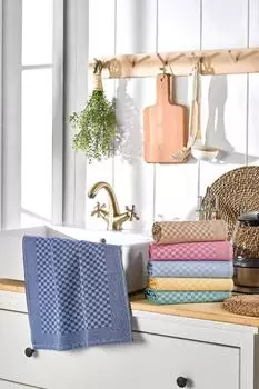 6-Piece Kitchen Drying Cloth 45x65 cm Gingham Pattern