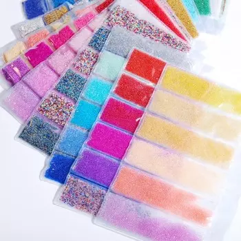 6-Piece Pack Nail Micro Beads Nail Decor Various Colors Elf Beads Women Nail Accessories 0.6-0.8mm