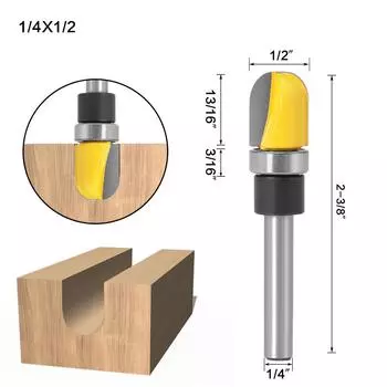 6-piece Set of 1/4 Handle Imitation Slotting Cutter, Bearing Grooving Cutter, V-shaped Cutter, Angle Cutter, Corner Cutter, Woodworking Milling Cutter Bearing deep round bottom 1/4 * 1/2