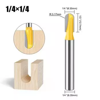 6-Piece Set of 3V + 3 Deep Round Bottom Cutter Slotting Cutter Corner Cutter Woodworking Milling Cutter Notch Cutter Trimming Machine Milling Cutter Deep Round Bottom Knife 1/4 * 1/4